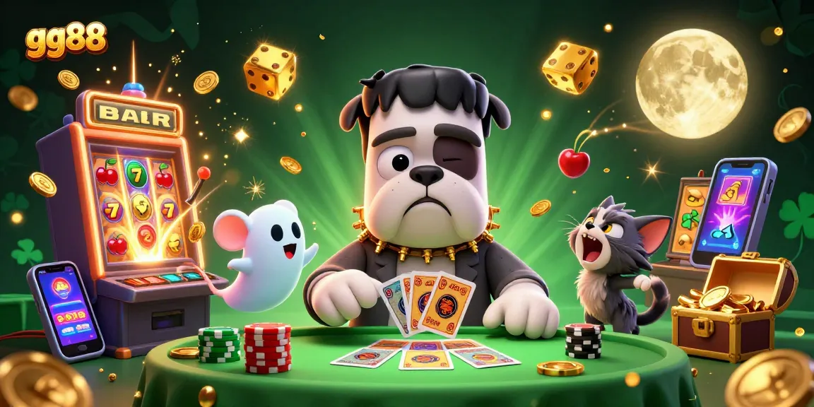 Experience the excitement of gg88 with vibrant 3D characters and dynamic casino elements in a thrilling digital illustration.