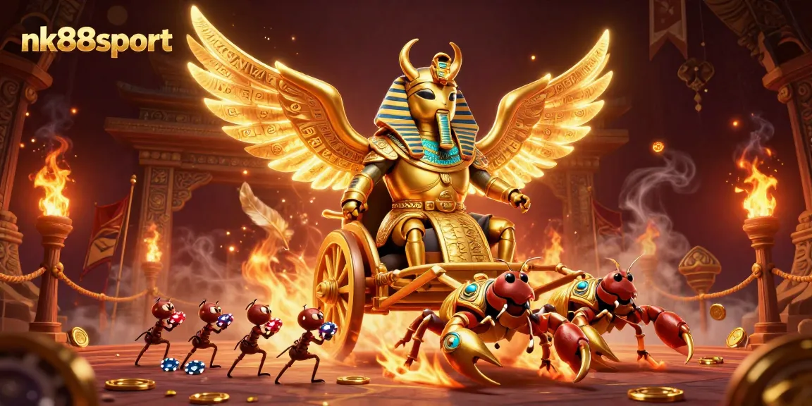 Engage in thrilling gameplay at nk88sport with vibrant visuals of a pharaoh-themed casino adventure.