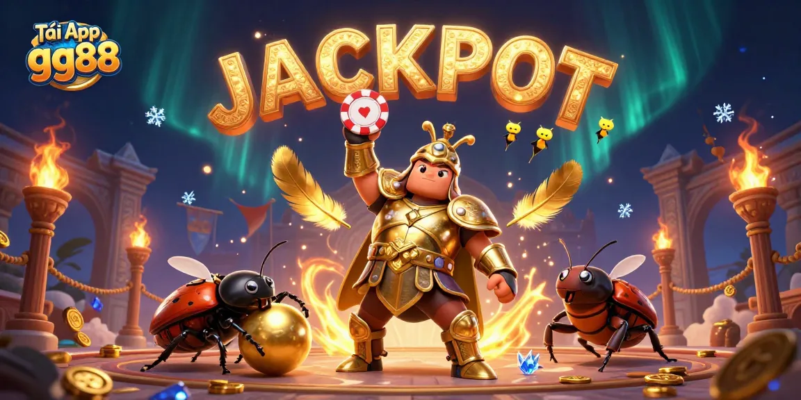 Tải App gg88 and experience the excitement of online gaming as a beetle wins a poker chip jackpot.