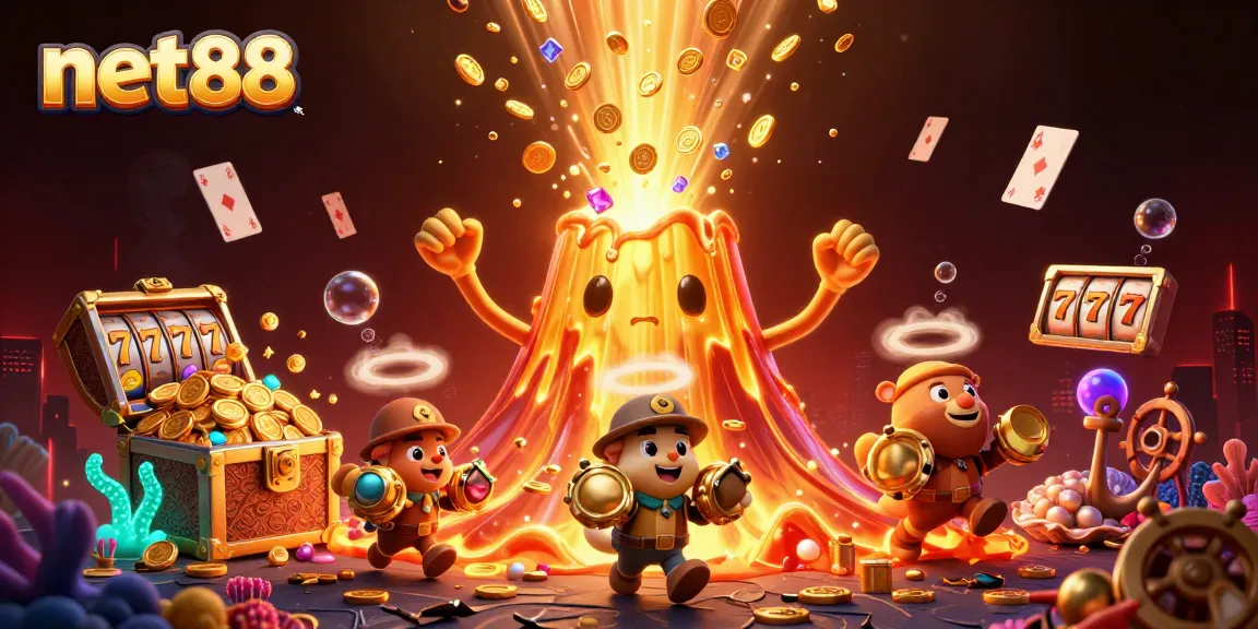 Experience thrilling gameplay at net88 with a dynamic casino scene featuring gold coins and slot reels.