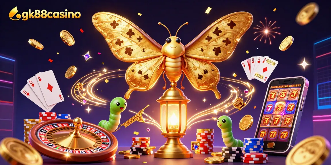 Experience the excitement of gk88casino with vibrant 3D illustrations of casino scenes.
