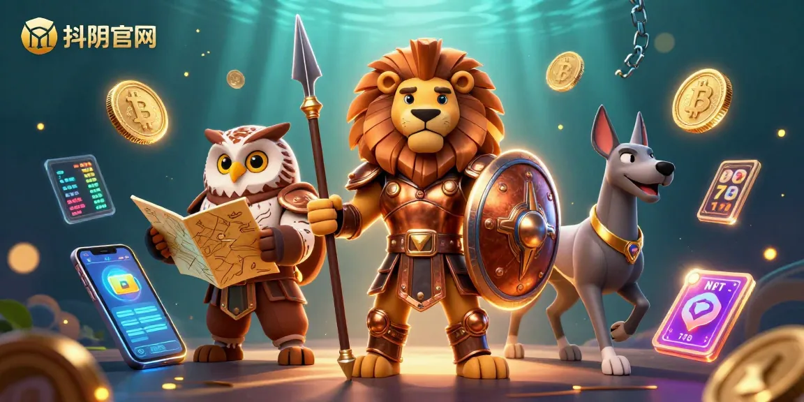 Engage with 抖阴官网's vibrant scene featuring a Spartan lion and crypto elements, capturing the thrill of gaming.