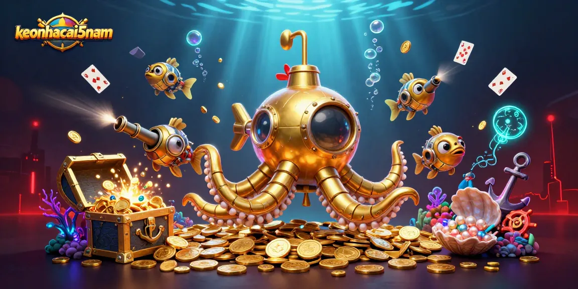 Engage in thrilling gameplay with keonhacai5nam as the golden kraken submarine navigates a treasure-filled underwater world.