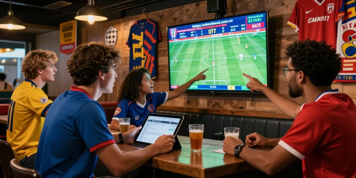 Exciting sports betting atmosphere at a modern bar with live matches and insights from https://soikeonhacai.com.co/.