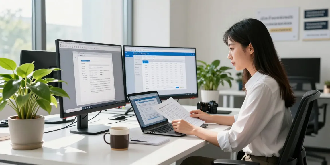 Download WPS Office in an inspiring modern workspace with multiple screens and natural light, enhancing productivity.