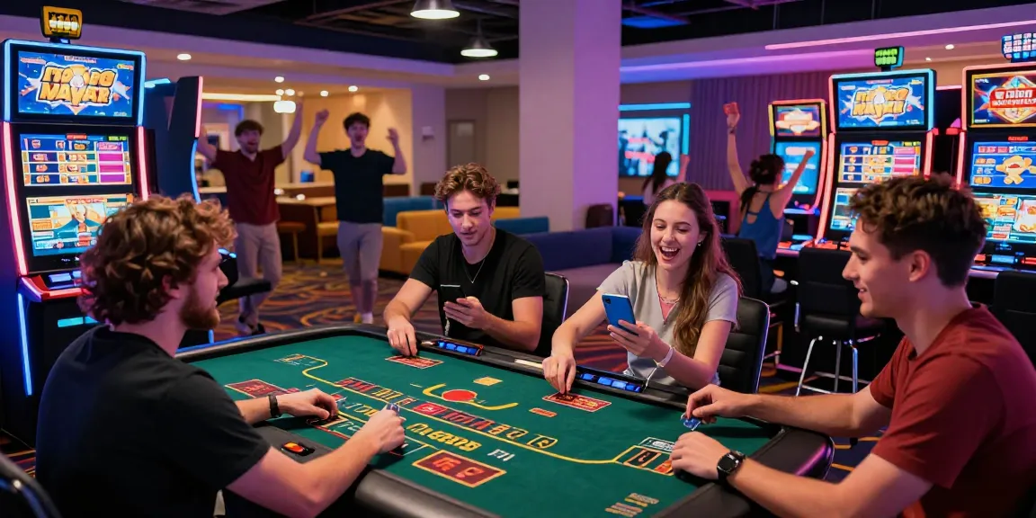 Exciting scene of players enjoying credit card casinos UK, engaging with games and promotions in vibrant virtual casino atmosphere.