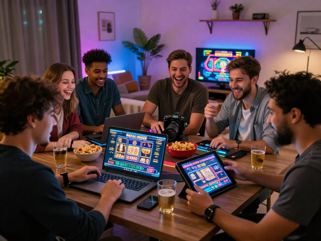 Persone che scoprono siti non AAMS in un ambiente di gioco online e divertente.
