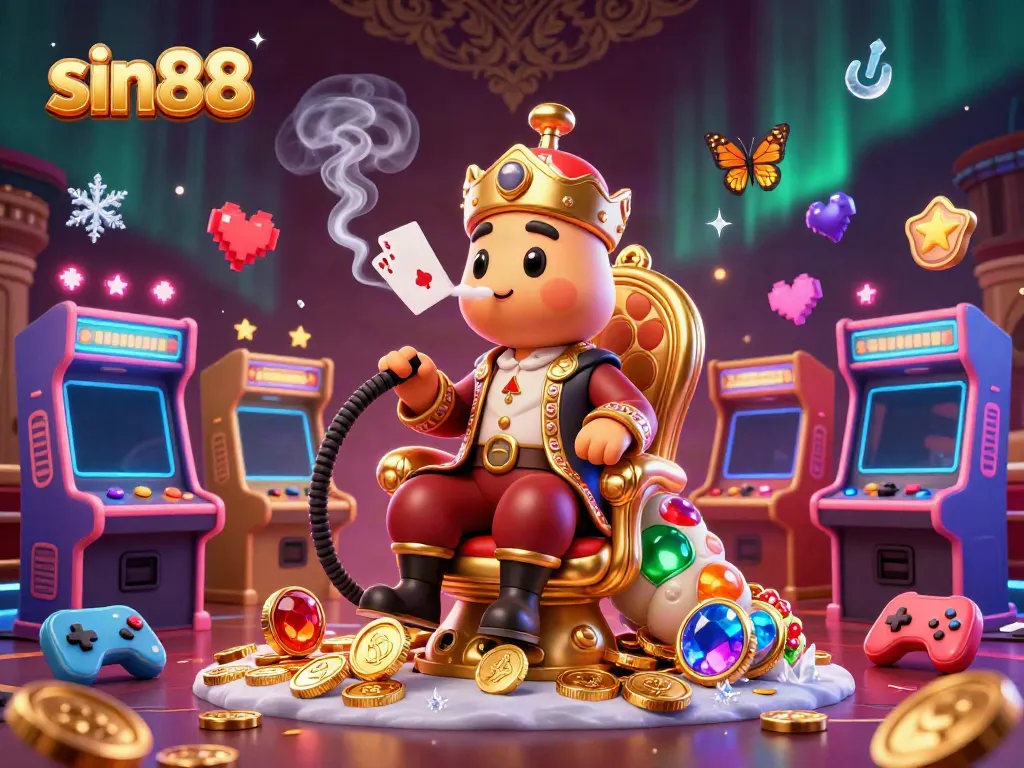 Experience thrilling gaming action at sin88 with colorful arcade machines and vibrant casino theme.