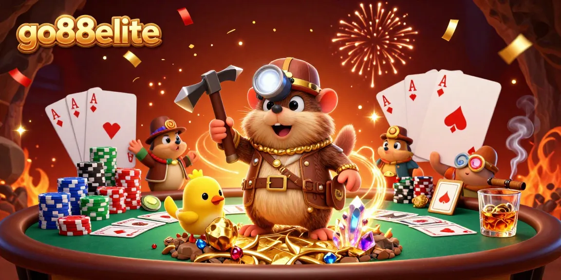 Engage in thrilling gameplay at go88elite with a treasure hunter mole and exciting poker elements.