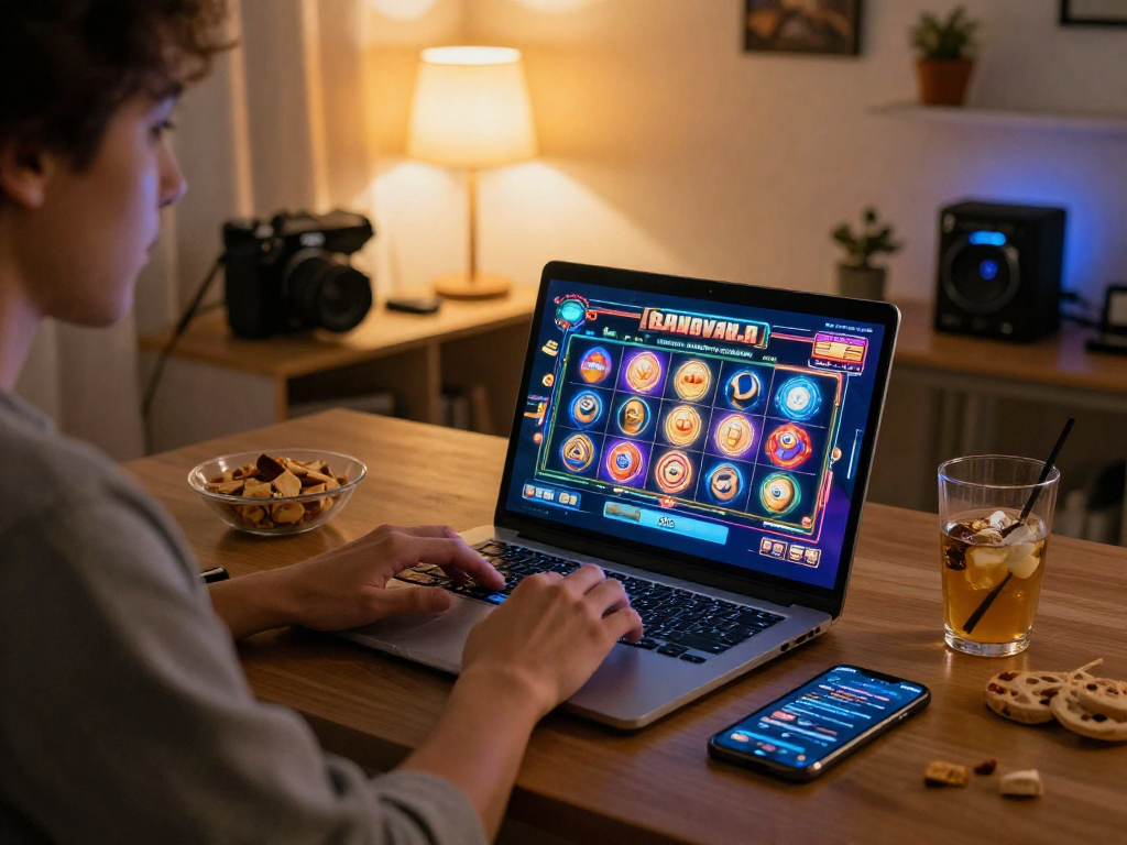 Giocatore di siti non AAMS impegnato in un'esperienza di gioco online a casa.