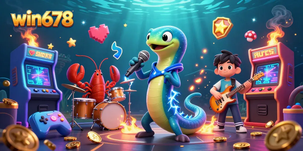 Win678 players enjoy an electrifying underwater casino experience with dynamic characters and vibrant gaming elements.