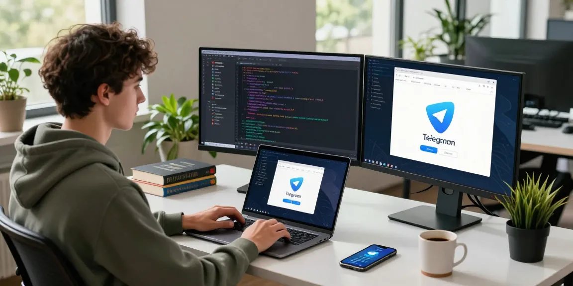 Experience seamless messaging with Telegram Download in a vibrant tech workspace