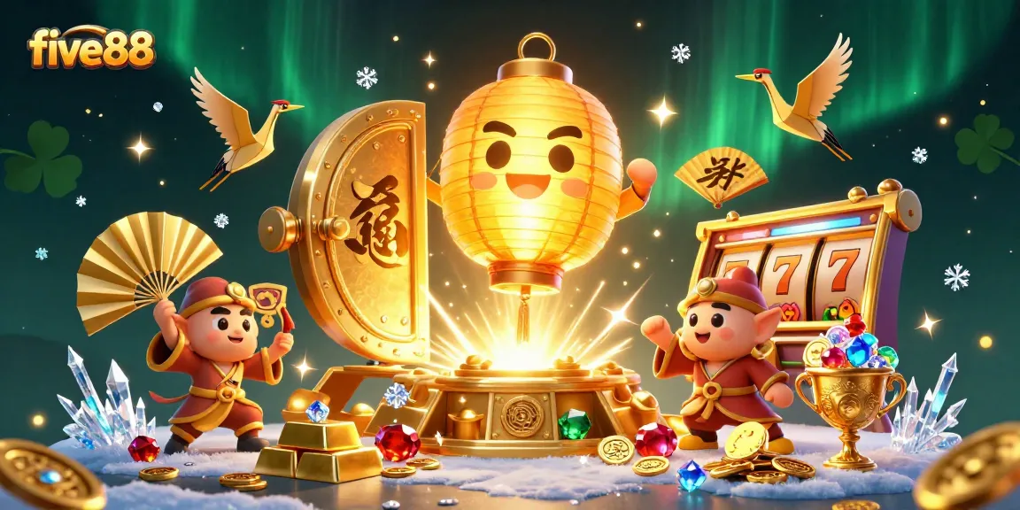 Engage with five88's dynamic night market casino illustration showcasing vibrant characters and treasure.