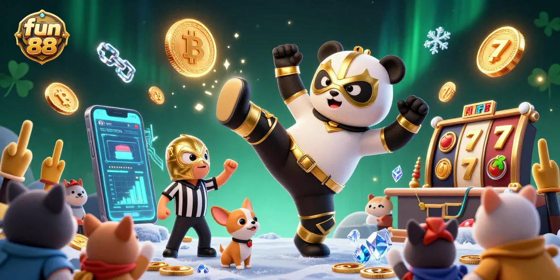 Experience fun 88 gameplay with a vibrant 3D casino scene featuring iconic characters and rich gambling elements.
