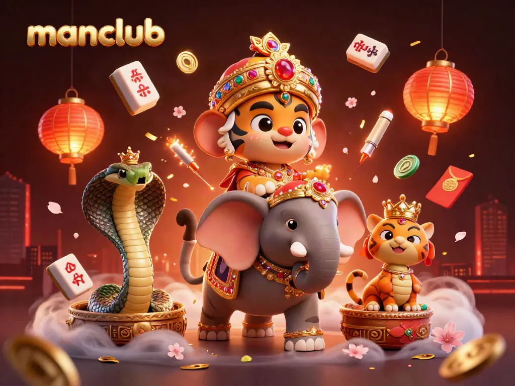 Engage in thrilling wins at Manclub with exciting casino visuals featuring vibrant characters and game elements.