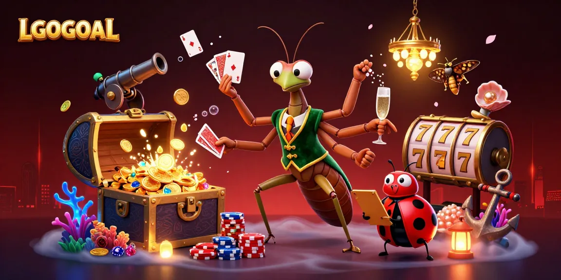 Experience excitement at LGOGOAL with a lively scene of slot games and vibrant casino elements.