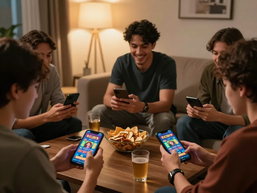 Play SC88 games on mobile devices in a cozy living room atmosphere, showcasing engaging casino action.