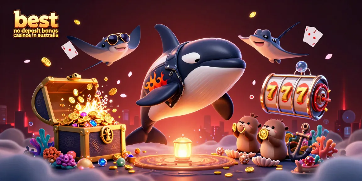 Experience the thrill of the best no deposit bonus casinos in australia with lively casino-themed sea creatures.