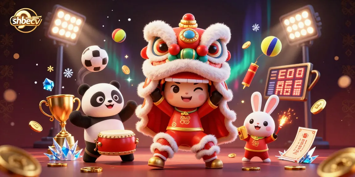 Engage with shbetcv, showcasing a festive lion dance and dynamic sports betting elements in a vibrant casino atmosphere.