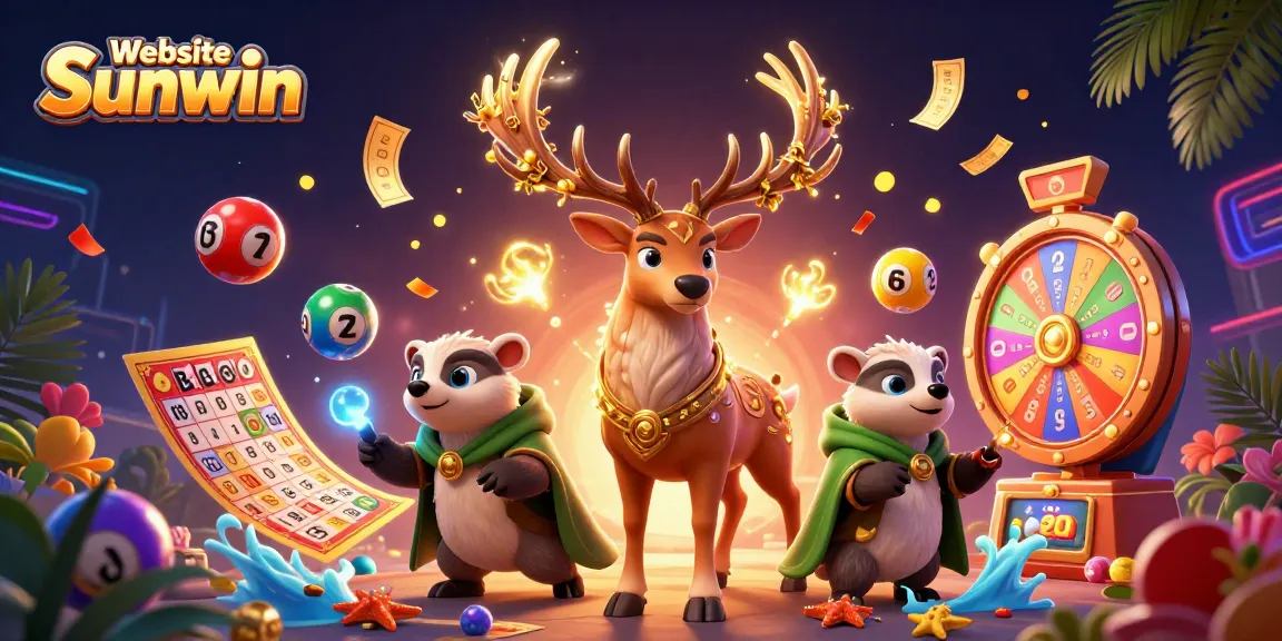 Experience the thrill of winning with Website Sunwin in this vibrant lottery-themed casino illustration.