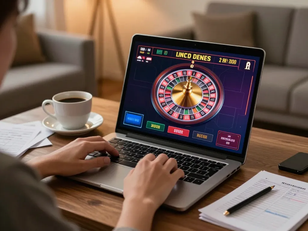 Engaged player using LC88 for live roulette gaming in a cozy home setting.