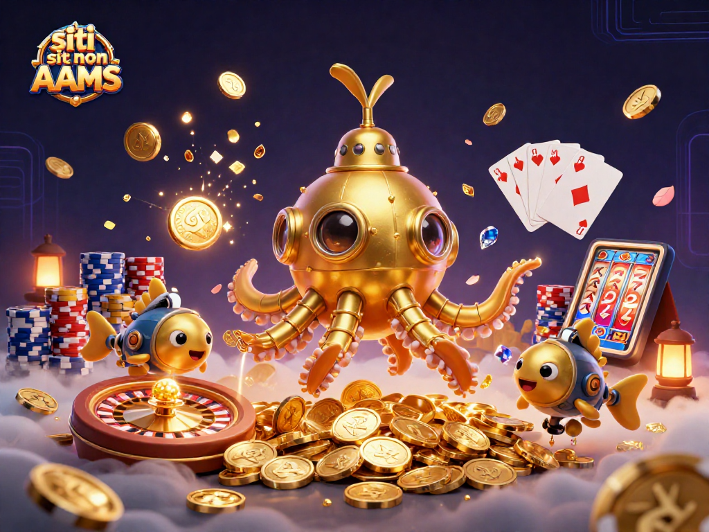 Gioca nei siti non AAMS con il kraken d'oro tra monete dorate e simboli di gioco