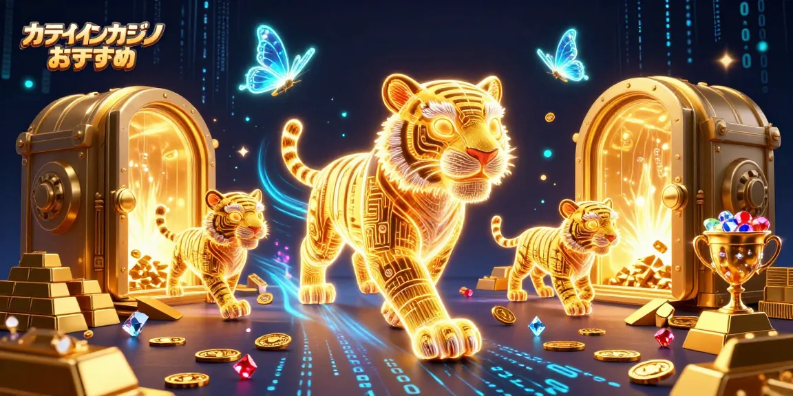 オンラインカジノ おすすめで勝利を目指し、デジタルカジノの世界を探索するイラスト