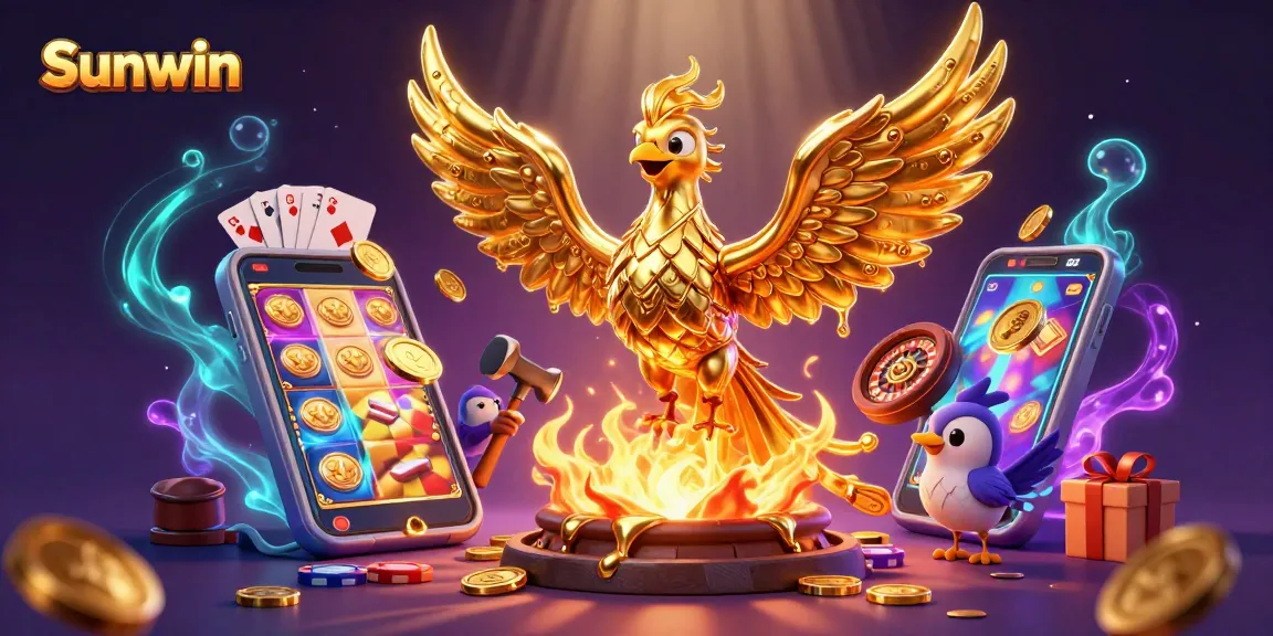 Experience thrilling wins with Sunwin's mythical molten phoenix in a vibrant casino scene.