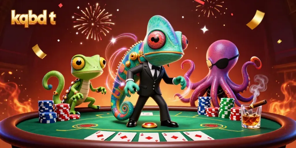 Celebrate at kqbd t with vivid 3D illustrations of a chameleon agent and his tech-savvy gecko companion.