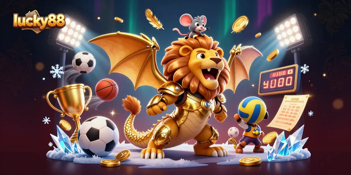 Engage in thrilling sports betting excitement with lucky88's vibrant 3D casino illustration