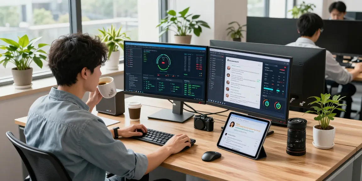 快连 network speed analysis in a modern office, showcasing productivity and tech engagement.