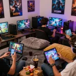 Players enjoying immersive xxx games on multiple devices in a cozy gaming environment.