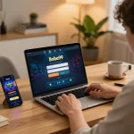 Layar login Boba99 ditampilkan di laptop saat pengguna menikmati pengalaman bermain game online di rumah.