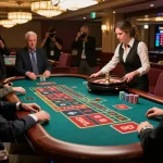 GK88 players engaging in an exciting roulette game with vibrant chips and a spinning wheel