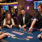 Players enjoying a thrilling card game at HITCLUB, showcasing the vibrant gambling atmosphere at https://taihitclub.cn.com/.