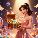 Experience the excitement of cm88 with a vibrant treasure chest overflowing during a thrilling casino moment.