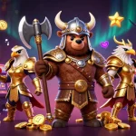 Engage with mb66 online gaming through an exciting Viking-themed casino illustration showcasing vibrant gaming elements.