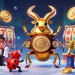 KAPTEN189 menghadirkan ilustrasi kasino dengan karakter menarik dan elemen mesin slot yang menggugah semangat
