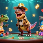 Play games at CX88 casino, featuring a velociraptor card counter, a stegosaurus pit boss, and a sneaky compy.