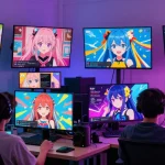 Engage in playful AI ecchi chat with dynamic character interactions in a vibrant digital setting