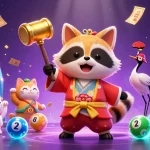 Play with luck at situs slot gacor amidst a vibrant scene of fortune and joyous characters.