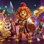 Join the action at 98WIN where a Spartan lion, wise owl, and swift greyhound celebrate casino gaming excitement with jackpots.