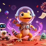 Experience the vibrant world of gaming at net88 with a Martian gecko discovering a golden casino!