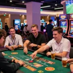 Exciting gaming atmosphere at LC88 casino featuring diverse players enjoying Nổ hũ and live sports betting.