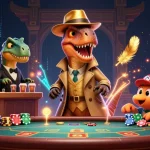 Engage in thrilling blackjack adventures at de88 with cartoon velociraptor and stegosaurus characters.