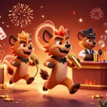Engage in thrilling gameplay at NK88 with lively hyenas in a casino scene filled with action and excitement.