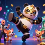 Experience thrilling gameplay at gg88 with an energetic panda wrestler battling in a vibrant online casino!