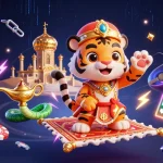 Play exciting games with Raja Game featuring a tiger sultan on a poker chip carpet.