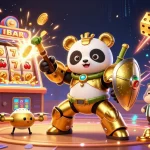 Experience thrilling gameplay with lu88's vibrant 3D casino illustration, featuring dynamic slot machine action.
