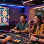 LUXURY777 Situs Resmi Terbaru: Lingkungan bermain kasino online dengan teman-teman yang ceria dan permainan slot yang menampilkan kegembiraan.